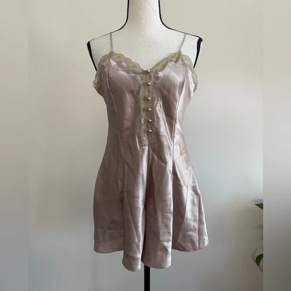 Satin Lace Trim Slip Dress - Picture 2 of 6
